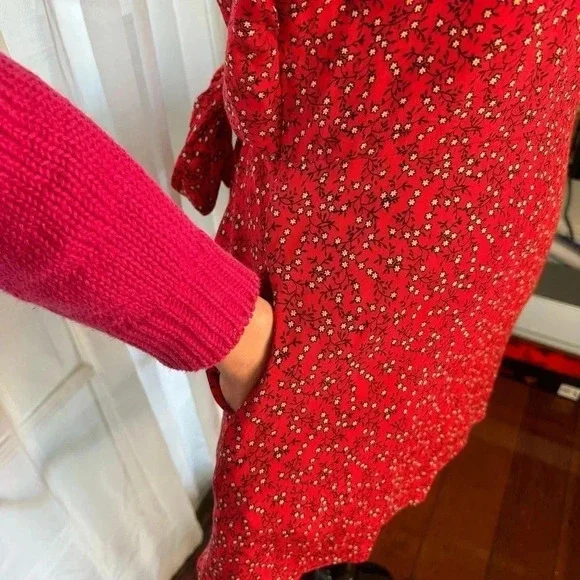 Free People Clara Floral Mini Tunic Dress in red ditsy floral print - Picture 6 of 10